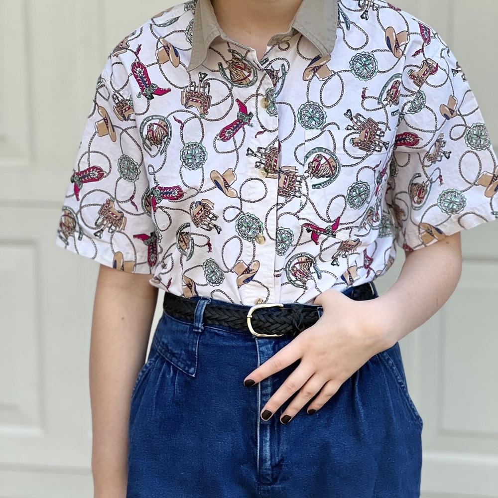 Women’s Wrangler western wear button down short sleeve shirt size S/M